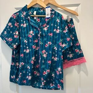 Flora Nikrooz Teal Floral Pajama Set- Large